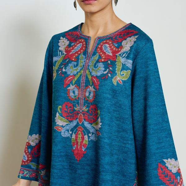 Kashmira Woollen Kurta - Transformative Teal