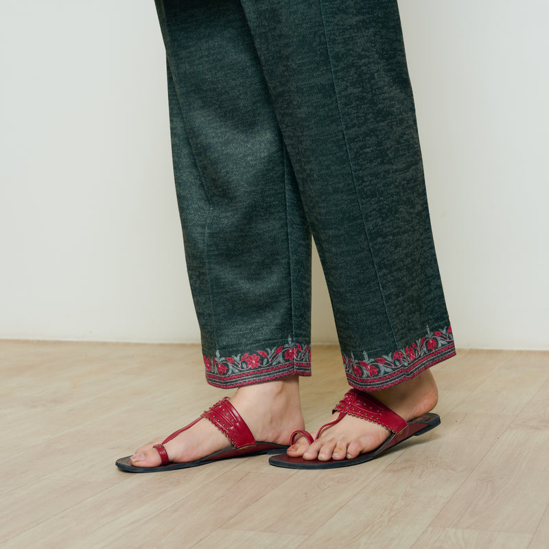 Kashmira Woollen Coord Set - Forest Green