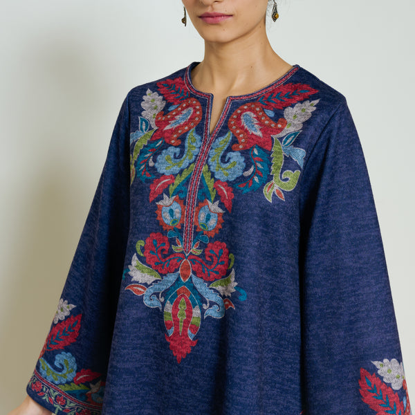 Kashmira Woollen Kurta - Navy Blue