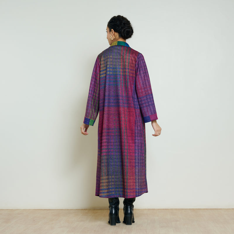 Bold Patch Woollen Overcoat - Multicolour