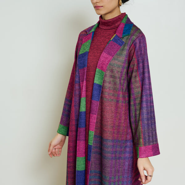 Bold Patch Woollen Overcoat - Multicolour