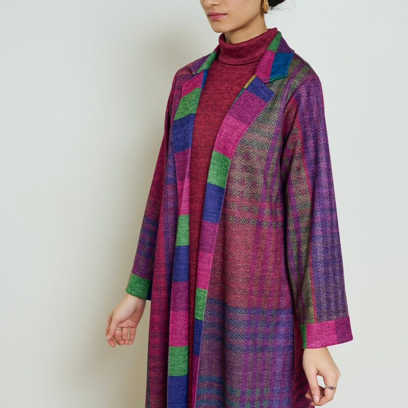 Bold Patch Woollen Overcoat - Multicolour