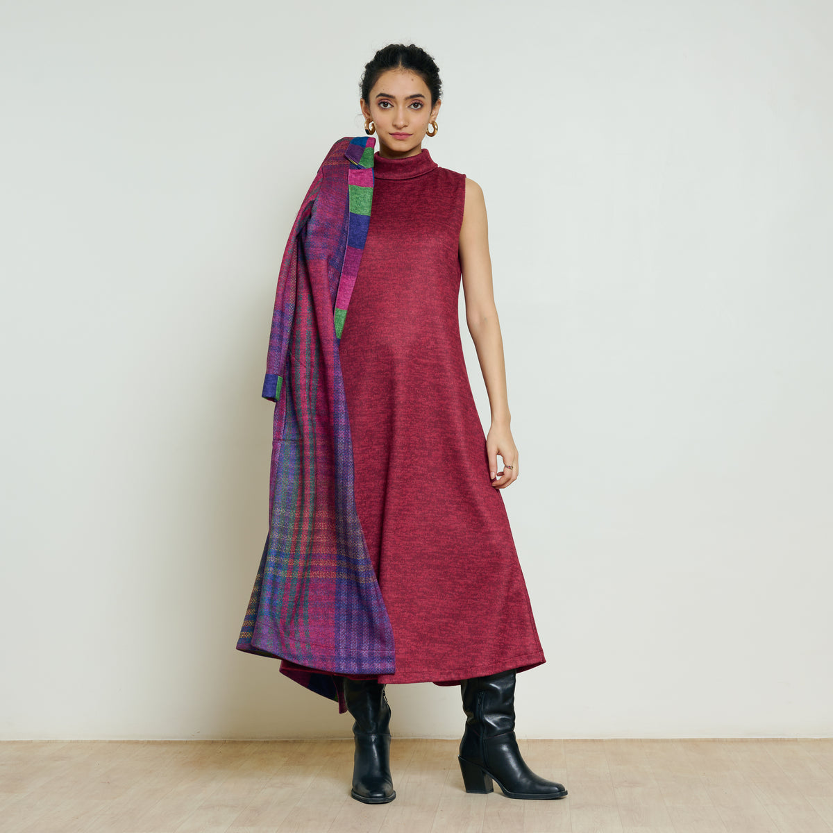 Bold Patch Woollen Overcoat - Multicolour
