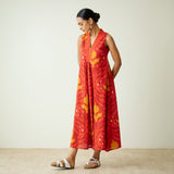 Amara Slub Cotton Sleeveless Dress - Red