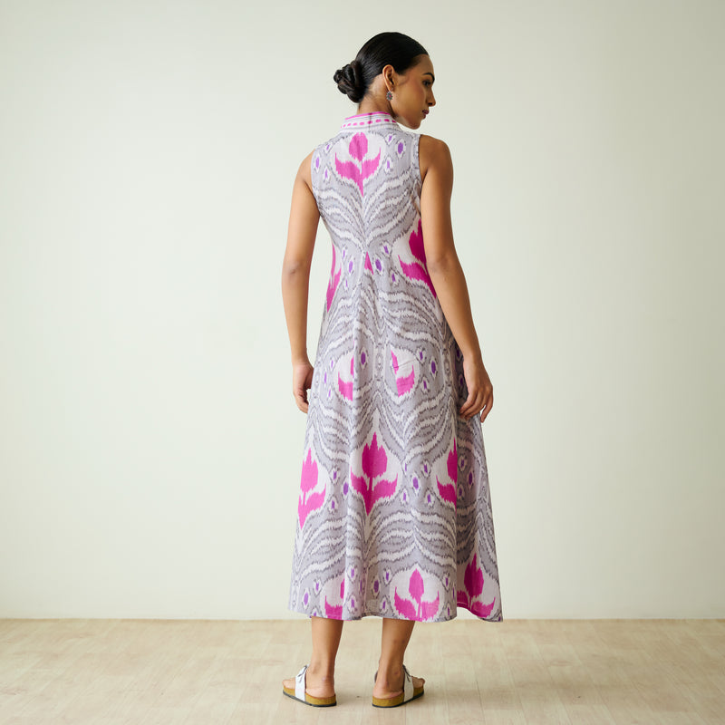 Amara Slub Cotton Sleeveless Dress - Grey