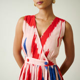 Athena Slub Cotton Wrap Dress - Baby Pink