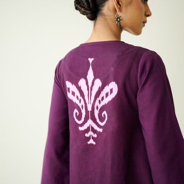 Resha Slub Cotton Kurta Set with Mukaish Work - Violet