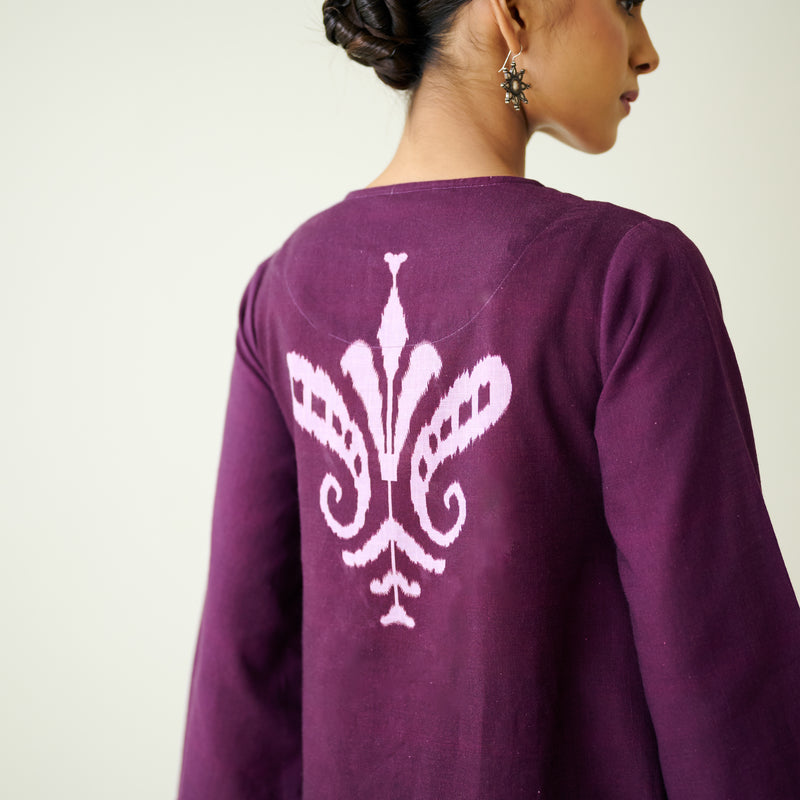 Resha Slub Cotton Kurta Set with Mukaish Work - Violet