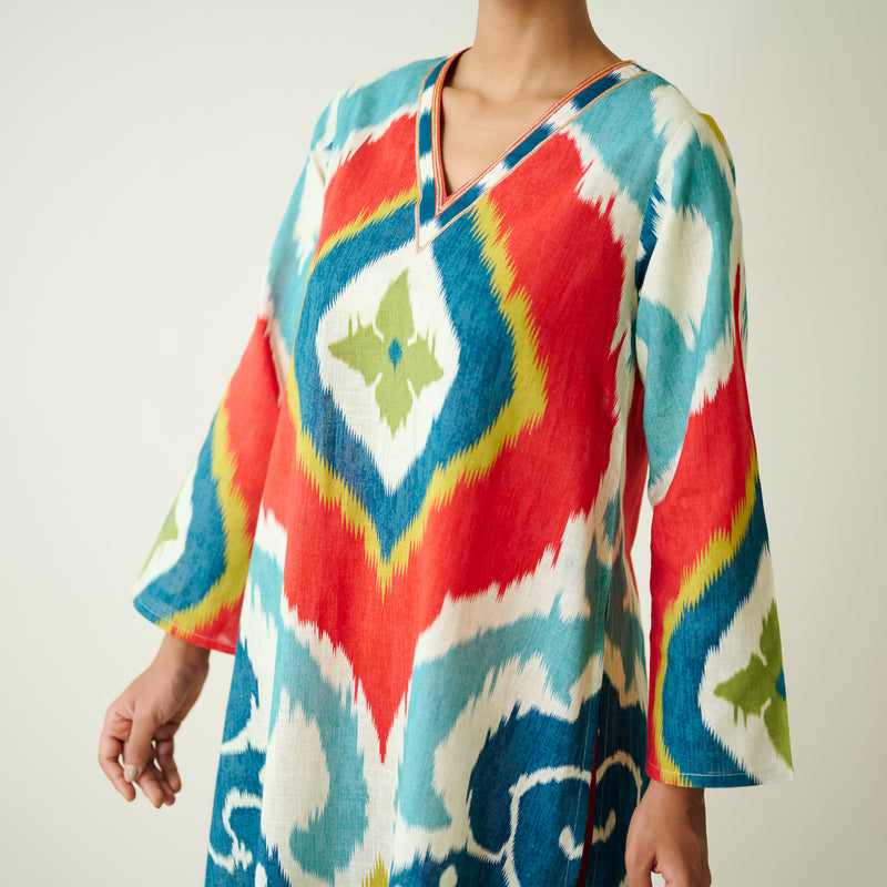 Aurora Slub Cotton Kurta Set with Gota Detailing - Multicolour