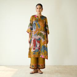 Chitra Modal Satin Kurta Set - Mustard