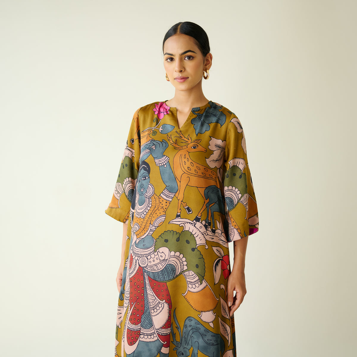 Chitra Modal Satin Kurta Set - Mustard