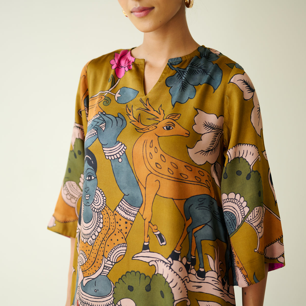 Chitra Modal Satin Kurta Set - Mustard