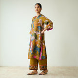 Chitra Modal Satin Kurta Set - Mustard