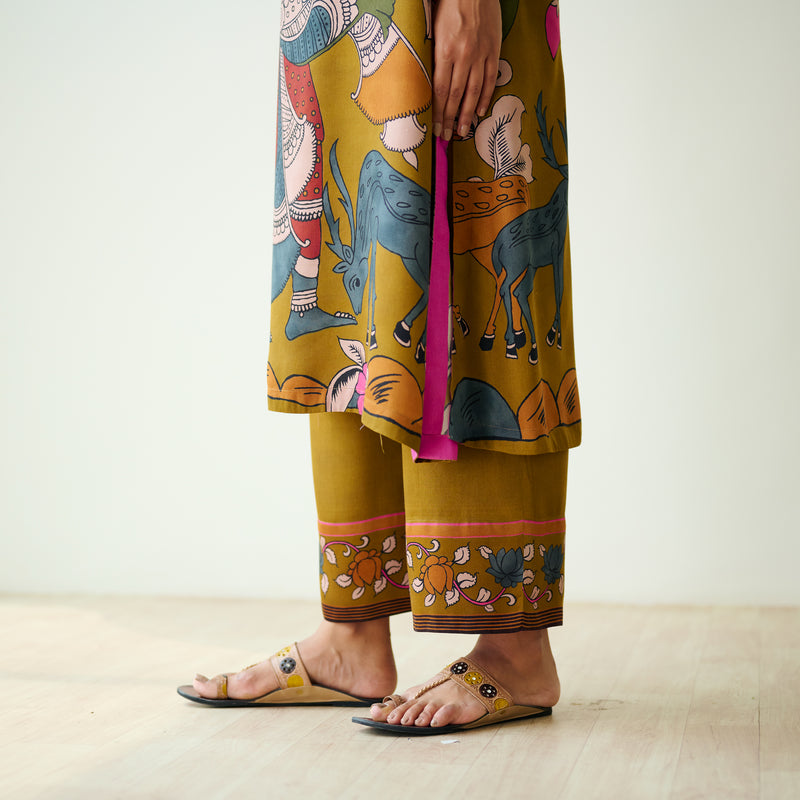 Chitra Modal Satin Kurta Set - Mustard