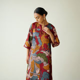 Chitra Modal Satin Kurta - Rust