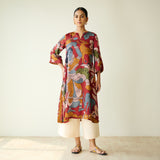 Chitra Modal Satin Kurta - Rust
