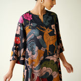 Chitra Modal Satin Kurta - Black
