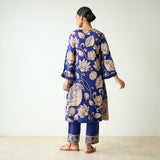 Syahi Modal Satin Kurta Set with Mukaish Embroidery Details - Royal Blue