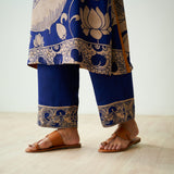 Syahi Modal Satin Kurta Set with Mukaish Embroidery Details - Royal Blue