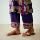 Syahi Modal Satin Kurta Set with Mukaish Embroidery Details - Violet