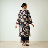 Syahi Modal Satin Kurta Set with Mukaish Embroidery Details - Charcoal