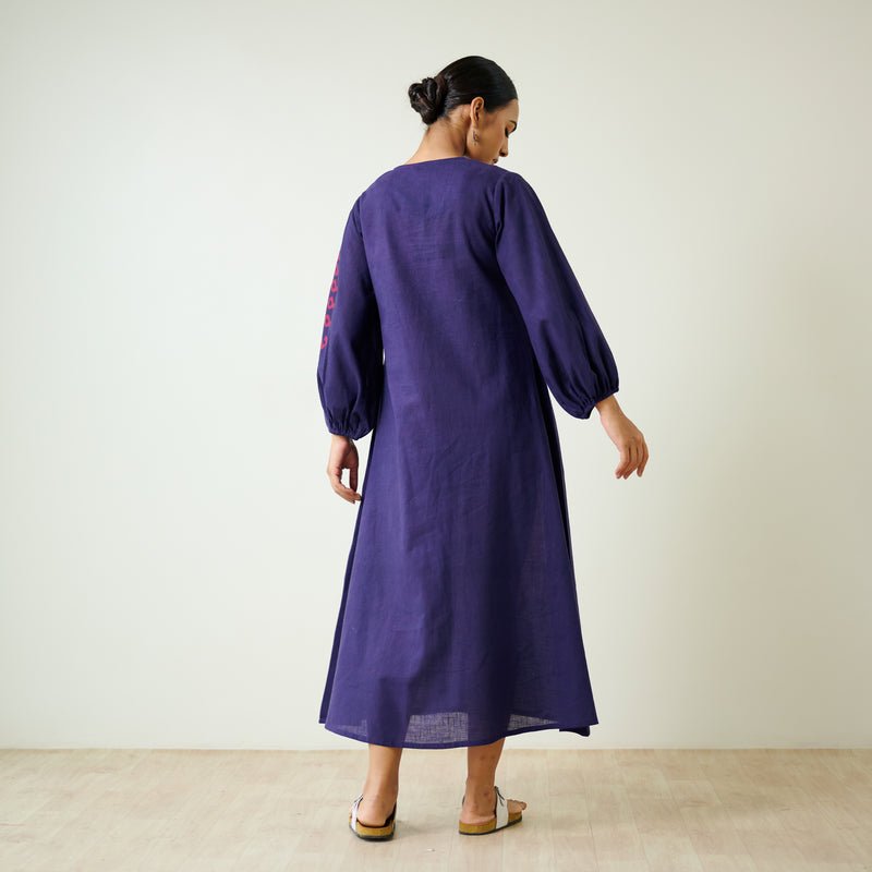Mabel Slub Cotton Maxi Dress - Violet
