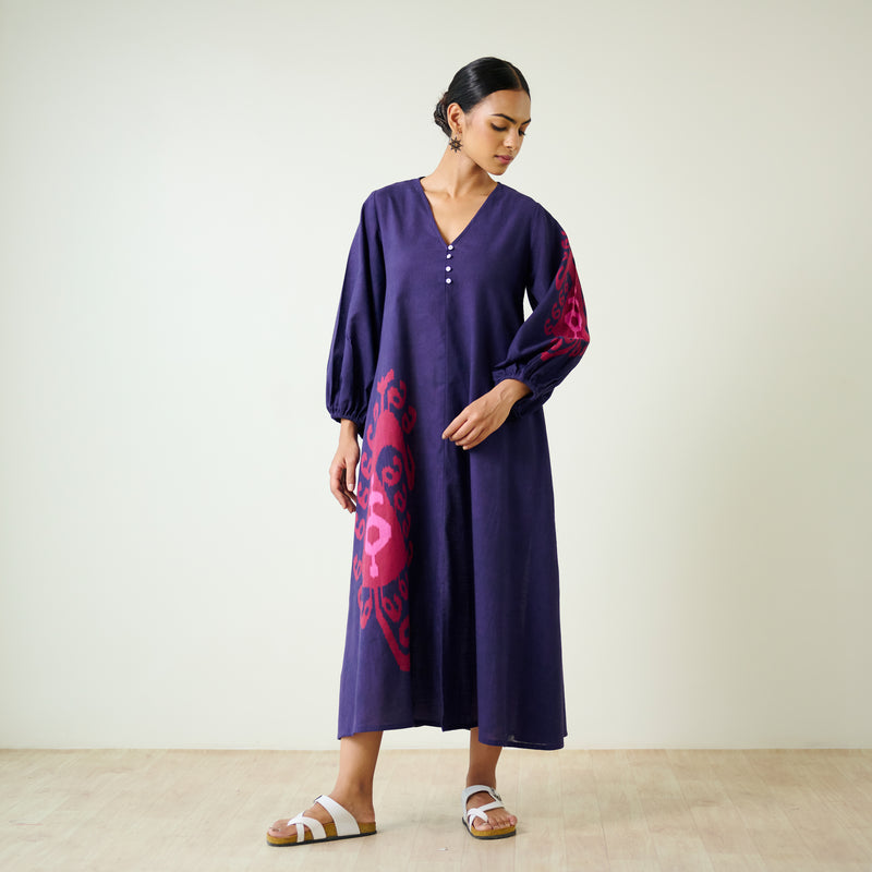Mabel Slub Cotton Maxi Dress - Violet