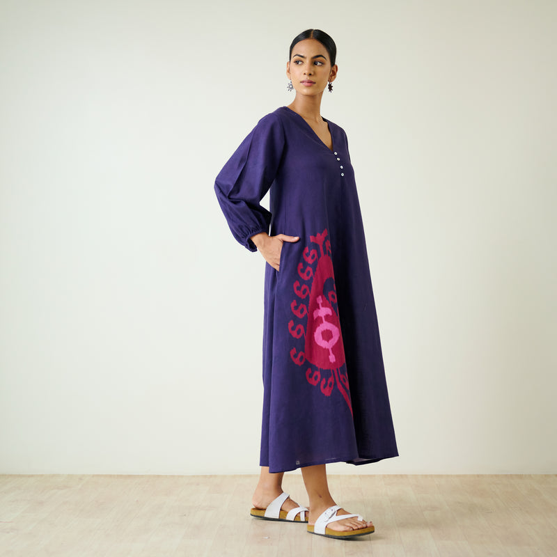 Mabel Slub Cotton Maxi Dress - Violet