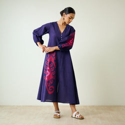 Mabel Slub Cotton Maxi Dress - Violet