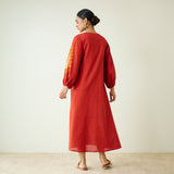 Mabel Slub Cotton Maxi Dress - Rust