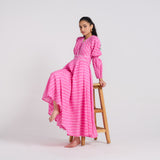 Pink Leheriya Pure Cotton Maxi Dress