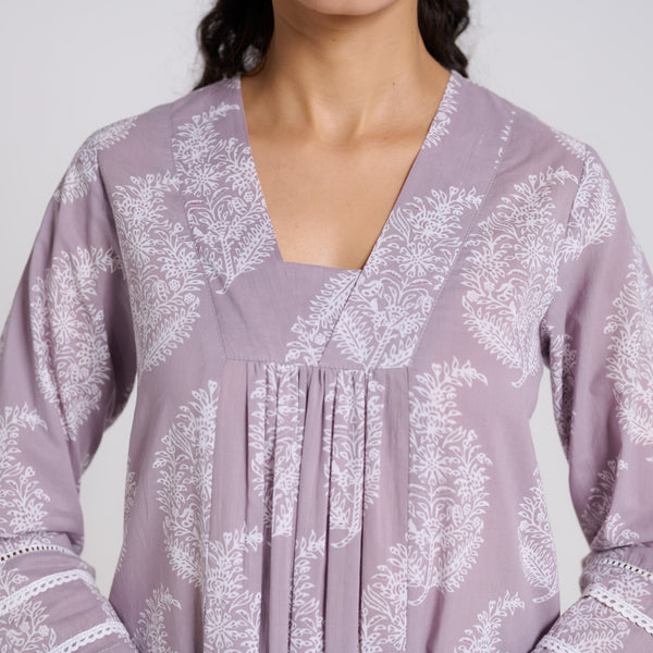 Grey Pure Cotton Paisley Kurta Pant Set
