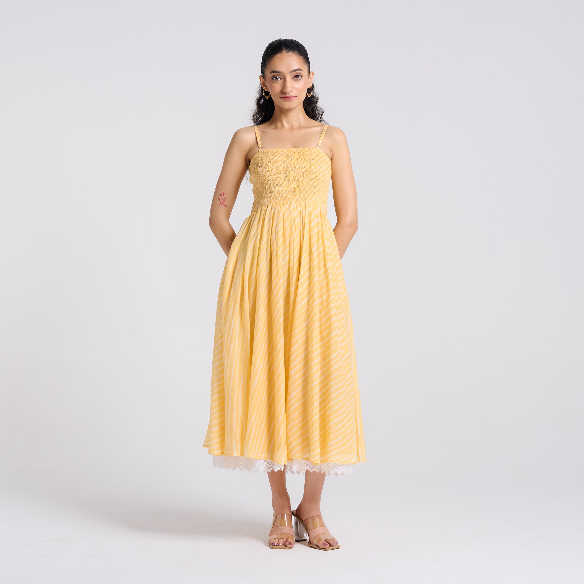 Buy Mango Yellow Leheriya Mulmul Dress | Rustorange Buy Mango Yellow Leheriya Mulmul Dress | Rustorange
