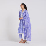 Lavender Pure Cotton Kurta Set with Dupatta and Lace Detail