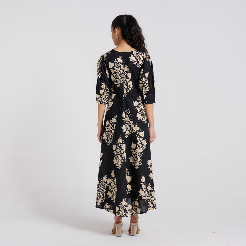 Black Midnight pure Cotton Maxi Dress