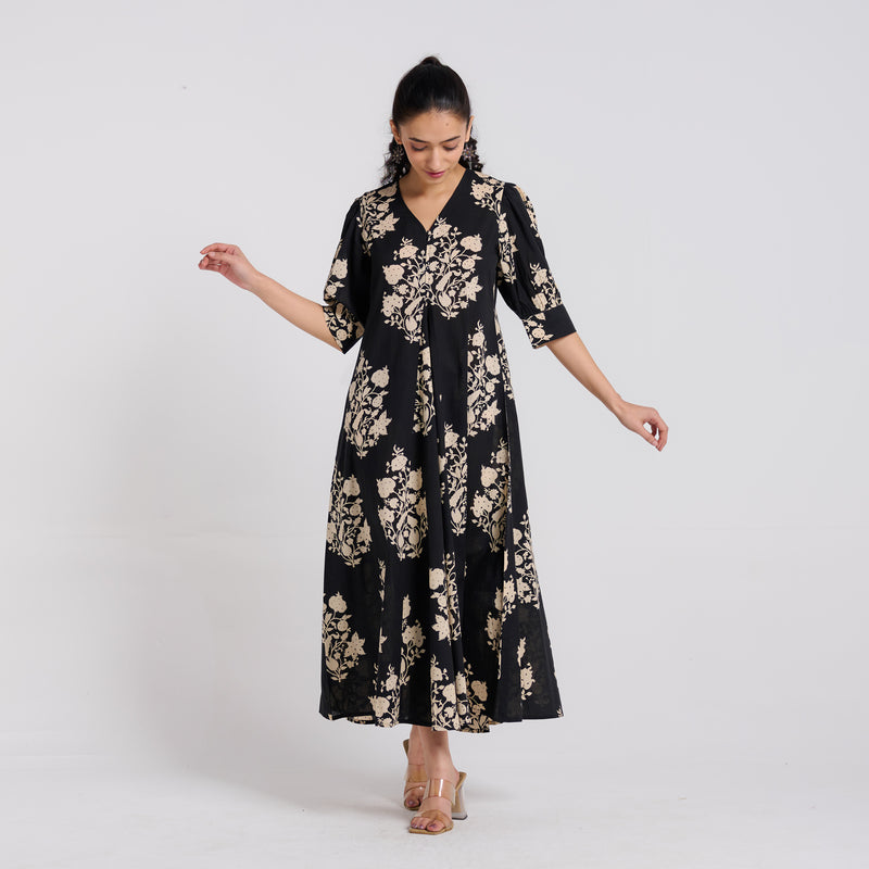 Black Midnight pure Cotton Maxi Dress