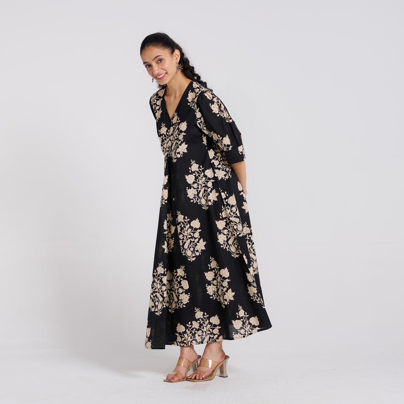 Black Midnight pure Cotton Maxi Dress