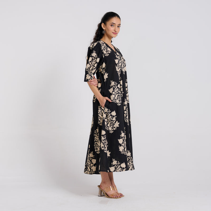 Black Midnight pure Cotton Maxi Dress