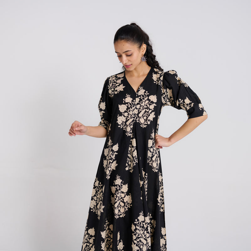 Black Midnight pure Cotton Maxi Dress