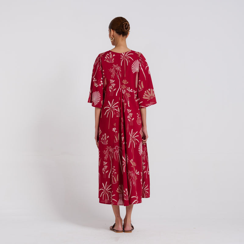 Raat Ki Raani Maroon Pure Cotton Maxi Dress