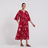 Raat Ki Raani Maroon Pure Cotton Maxi Dress