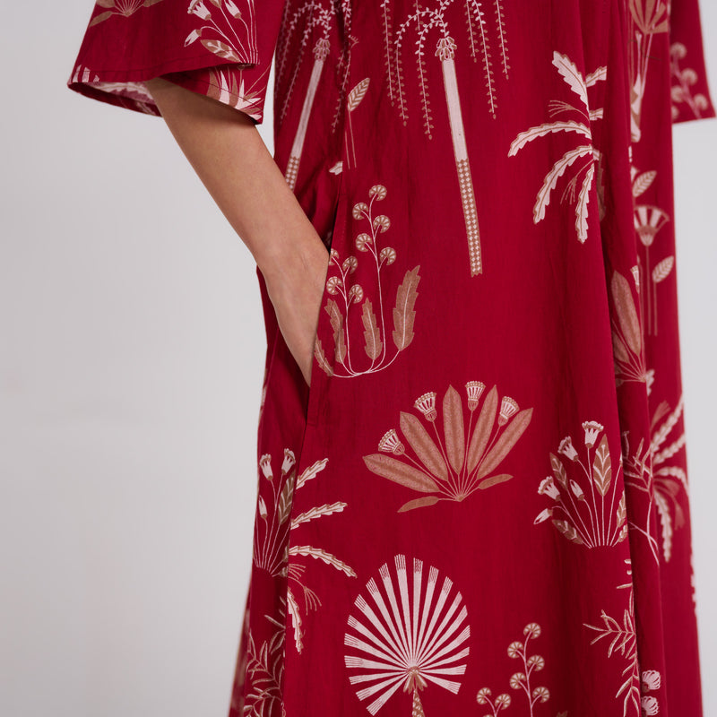 Raat Ki Raani Maroon Pure Cotton Maxi Dress