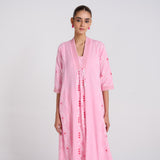 Cotton Candy Jamdani Kurta Pant Set with Embroidery Detail