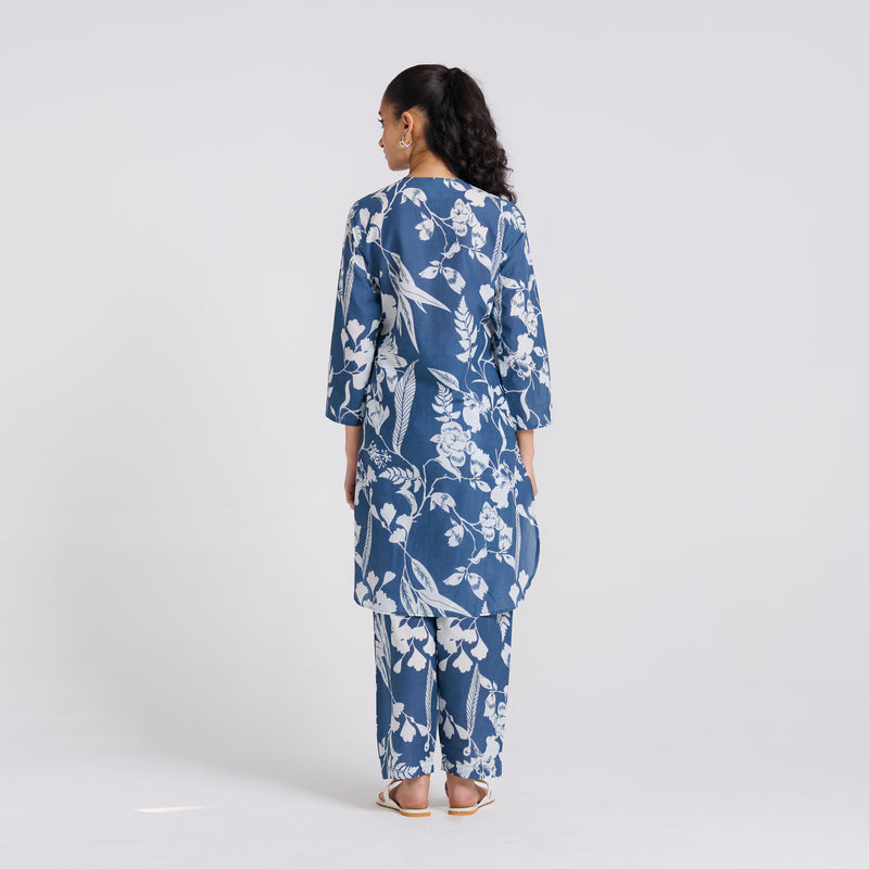 Navy Floral Pure Cotton Co-ord Set