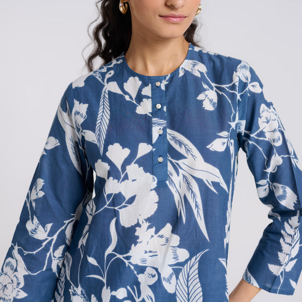 Navy Floral Pure Cotton Co-ord Set