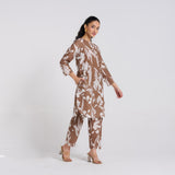 Brown Floral Pure Cotton Co-ord Set