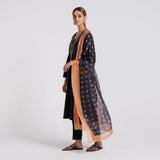 Black Embroidered Zareen Velvet Set with Dupatta