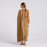 Brown Ochre Embroidered Gulzaar Velvet Set with Dupatta