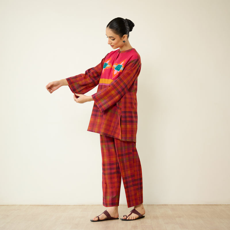Ora Pure Slub Cotton Co-ord Set - Fuschia