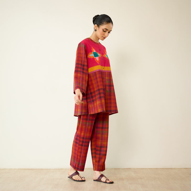 Ora Pure Slub Cotton Co-ord Set - Fuschia